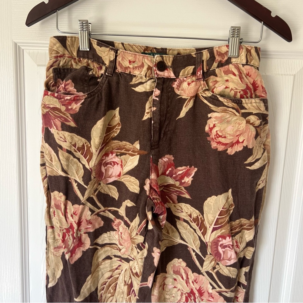 100% Linen Lauren Ralph Lauren Mid-Rise Floral Pants - Women’s Size 4 - Picture 3 of 8